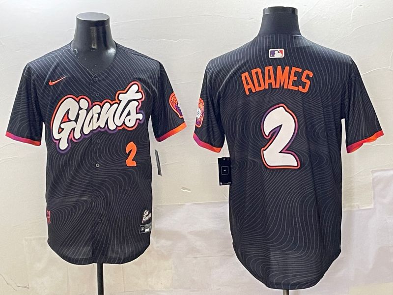 Men San Francisco Giants #2 Adames Black Second generation Joint Name Nike 2025 MLB Jersey style 20